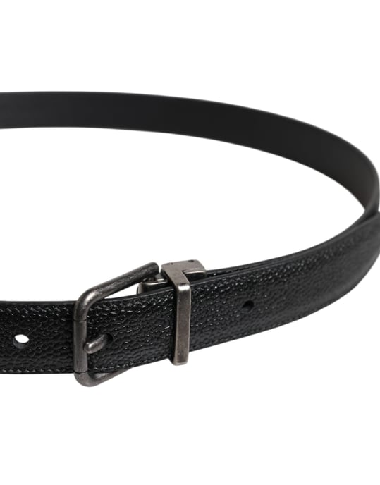 Dolce & Gabbana Schwarzer Kalbsleder Gürtel mit klassischer Metallschließe - Image 4