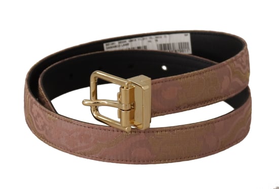 Dolce & Gabbana Rose Gold Leder Gürtel mit gravierter Metall-Schnalle - Image 2