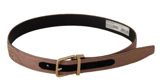 Dolce & Gabbana Rose Gold Leder Gürtel mit gravierter Metall-Schnalle - Image 3