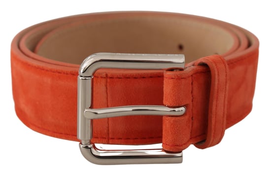 Dolce & Gabbana Orange Leder Wildleder Gürtel mit Silberner Logo Metall Schnalle - Image 1