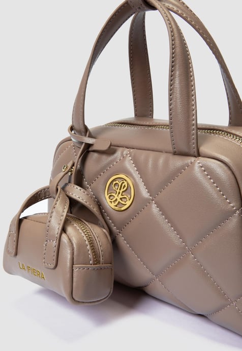 LA FIERA Damen gesteppte kleine Handtasche in neutralem Farbton - Image 4