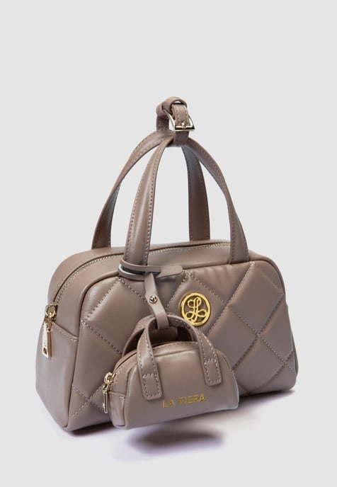 LA FIERA Damen gesteppte kleine Handtasche in neutralem Farbton - Image 5