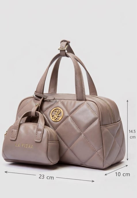 LA FIERA Damen gesteppte kleine Handtasche in neutralem Farbton - Image 6