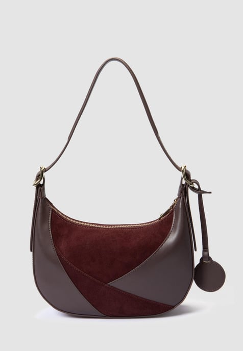 LA FIERA Zwei-Farben Schultertasche in Braun und Bordeaux - Image 2