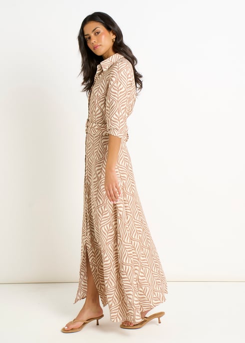 Beigefarbenes Maxikleid mit Gürtel - Image 3