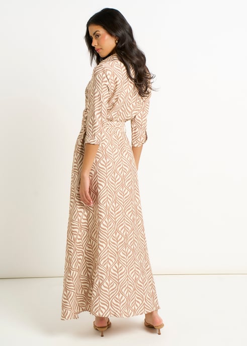 Beigefarbenes Maxikleid mit Gürtel - Image 4