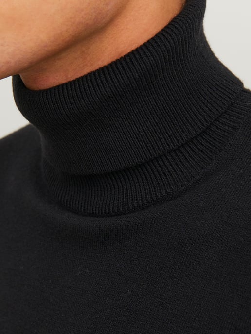 Jack & Jones Pullover Emil Strick Rollkragen Schwarz - Image 4