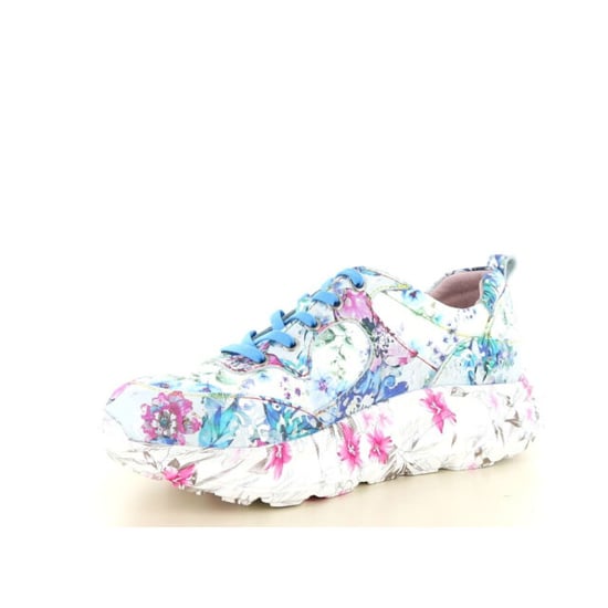 Laura Vita Damen-Sneaker Sofiao 07, blau-rosa, mit Blumenmuster, aus Leder, Plateau. - Image 4