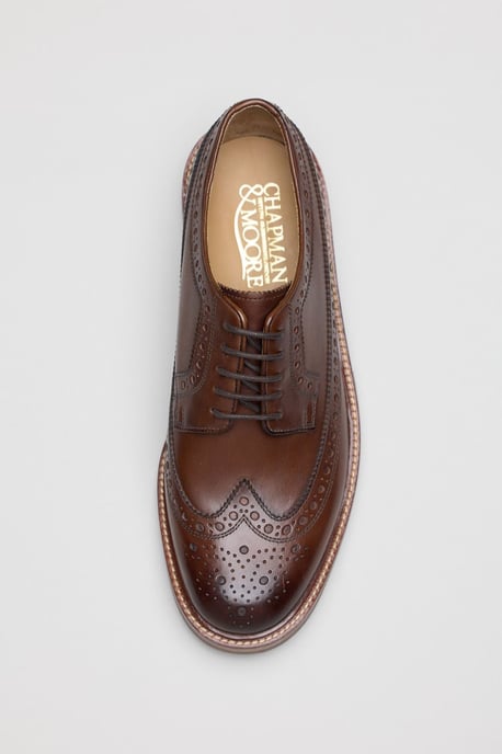 Chapman & Moore Longwing Brogue Country Leder Herren Schuhe Choco - Image 5