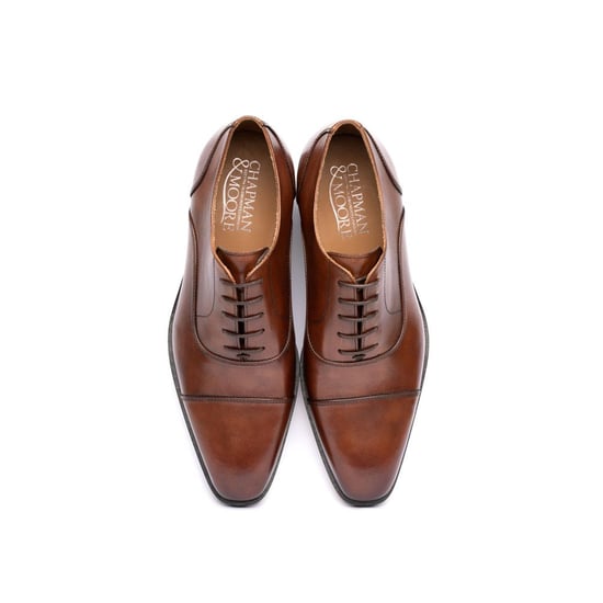 Chapman & Moore Zehenkappen-Oxford-Lederherrenschuhe in Schokolade - Image 4