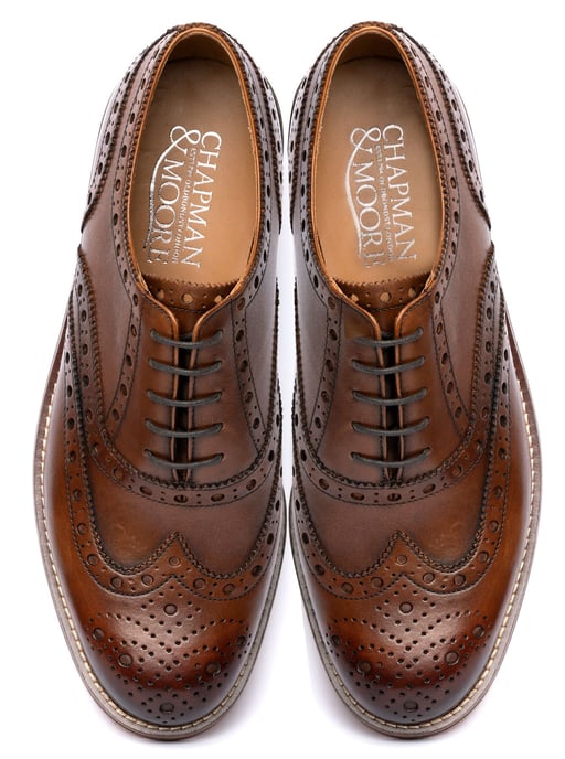 Chapman & Moore Oxford Brogue Leder Herren Mahagoni Schuhe - Image 3