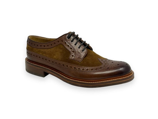 Chapman & Moore Longwing Brogue Leder/Suede Herren Mahagoni/Tabak Schuhe - Image 1