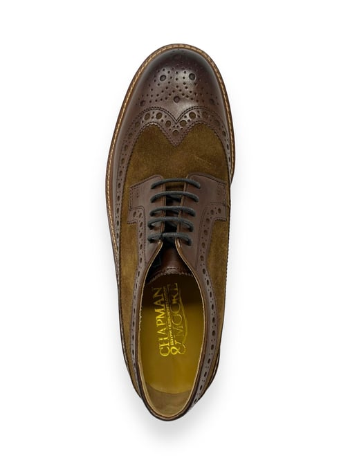 Chapman & Moore Longwing Brogue Leder/Suede Herren Mahagoni/Tabak Schuhe - Image 3