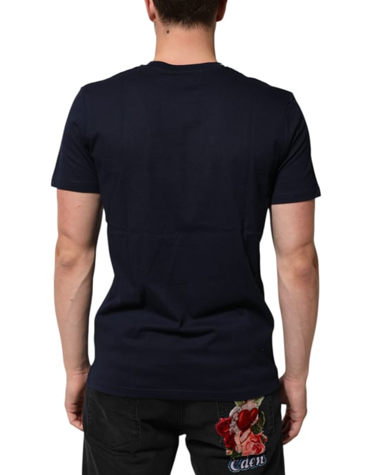 Dolce & Gabbana Dunkelblaues Baumwoll-DG-Logo-Druck Herren-T-Shirt - Image 4