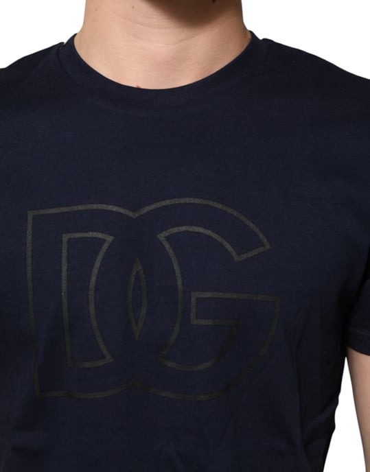 Dolce & Gabbana Dunkelblaues Baumwoll-DG-Logo-Druck Herren-T-Shirt - Image 5