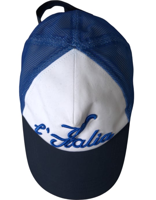 Dolce & Gabbana Blau Weiß Schwarz Italia Mesh Baseballmütze - Image 5