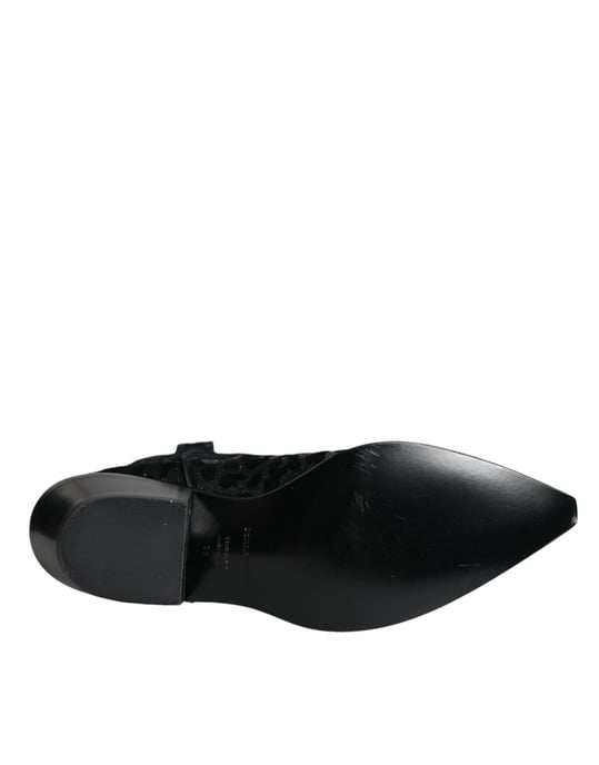 Dolce & Gabbana Schwarze Graue Leopard Cowboy-Stiefel Schuhe - Image 6