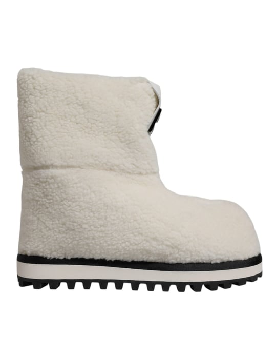 Dolce & Gabbana Weiße Plüsch-Logo Gepolsterte Stiefel bis zur Mitte der Wade - Image 6