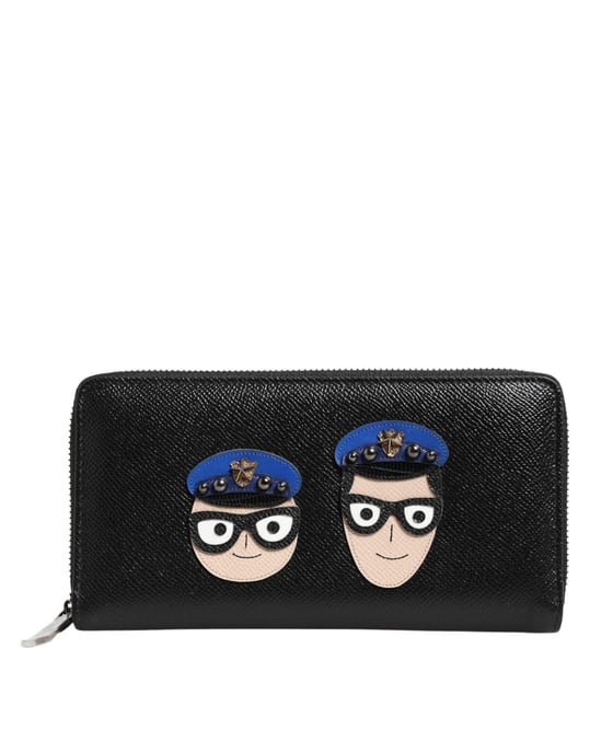 Dolce & Gabbana Schwarze Leder #DGFAMILY Reißverschluss Continental Herrenportemonnaie - Image 1