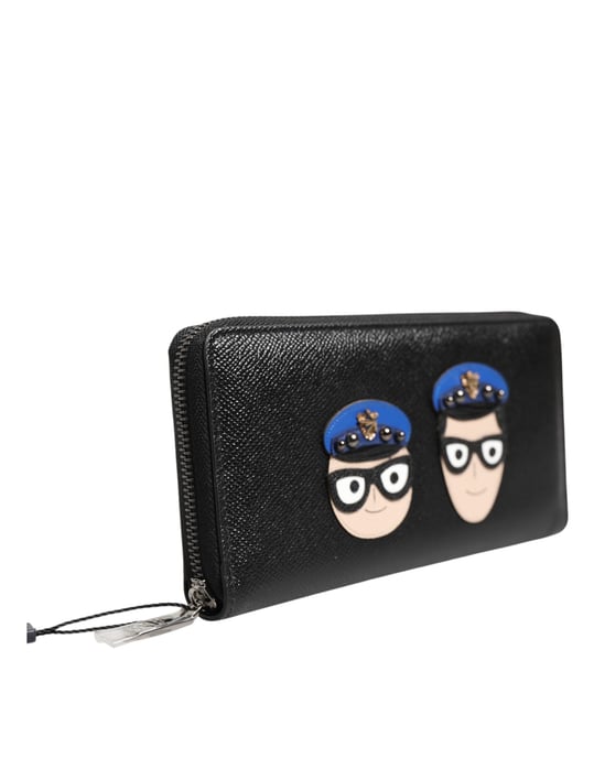 Dolce & Gabbana Schwarze Leder #DGFAMILY Reißverschluss Continental Herrenportemonnaie - Image 3