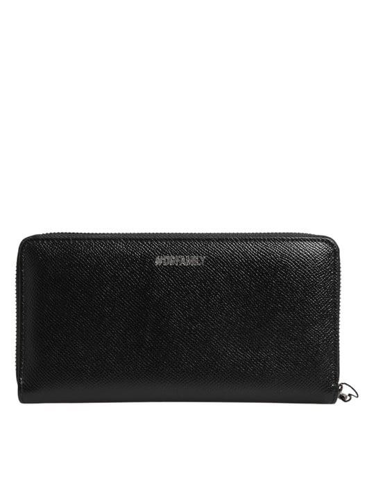 Dolce & Gabbana Schwarze Leder #DGFAMILY Reißverschluss Continental Herrenportemonnaie - Image 4
