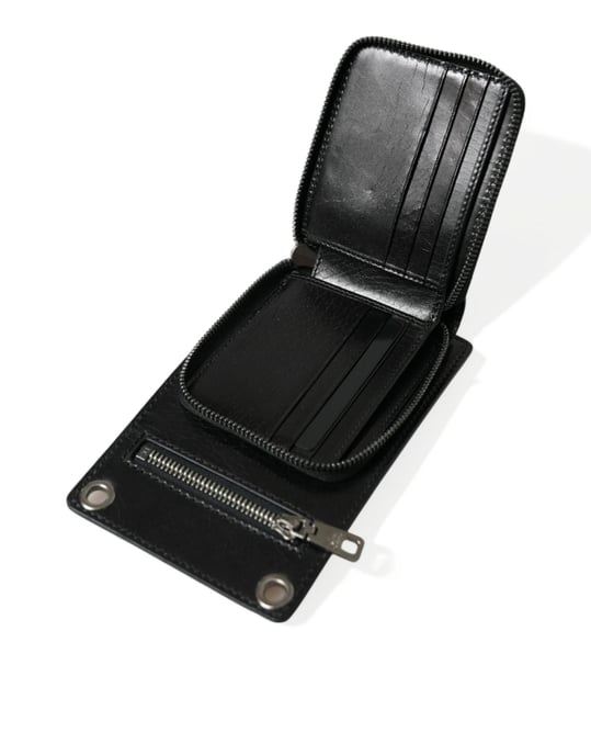 Dolce & Gabbana Geldbörse Schwarzes Pferdeleder Reißverschluss Logo Crossbody mit Handyfach - Image 4