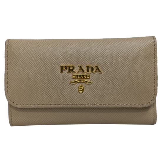 Prada Schlüsselanhänger aus beigem Saffiano-Leder - Image 1