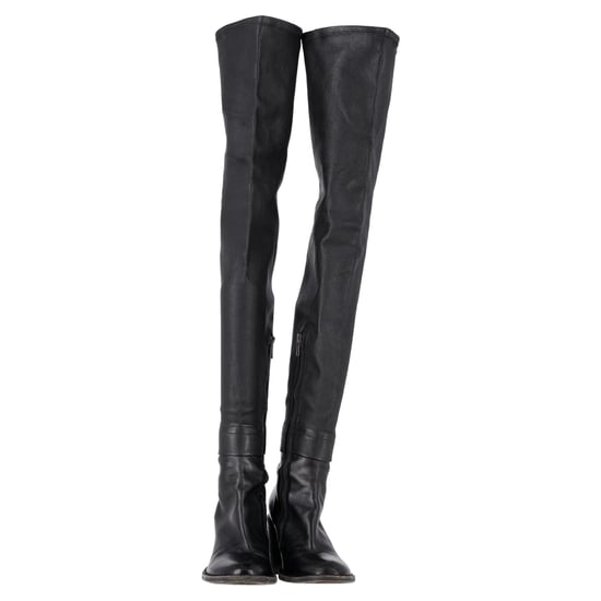 Ann Demeulemeeste Overknee-Stiefel mit Blockabsatz aus schwarzem Leder - Image 2