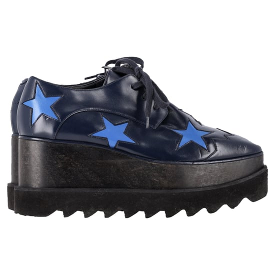 Stella McCartney Elyse Plateau-Derby-Schuhe aus marineblauem Leder - Image 1