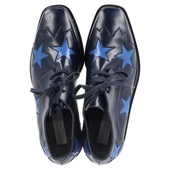 Stella McCartney Elyse Plateau-Derby-Schuhe aus marineblauem Leder - Image 3