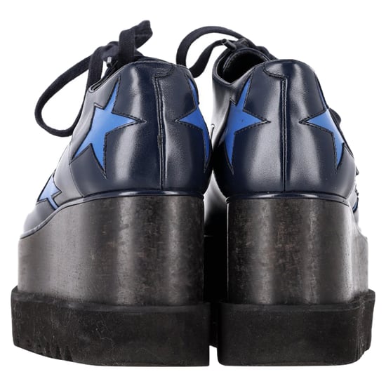 Stella McCartney Elyse Plateau-Derby-Schuhe aus marineblauem Leder - Image 5