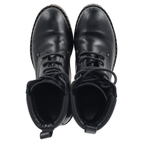 Bottega Veneta Eldfell Intrecciato-Kampfstiefel aus schwarzem Leder - Image 3