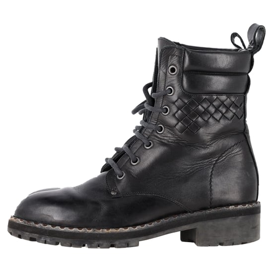 Bottega Veneta Eldfell Intrecciato-Kampfstiefel aus schwarzem Leder - Image 4