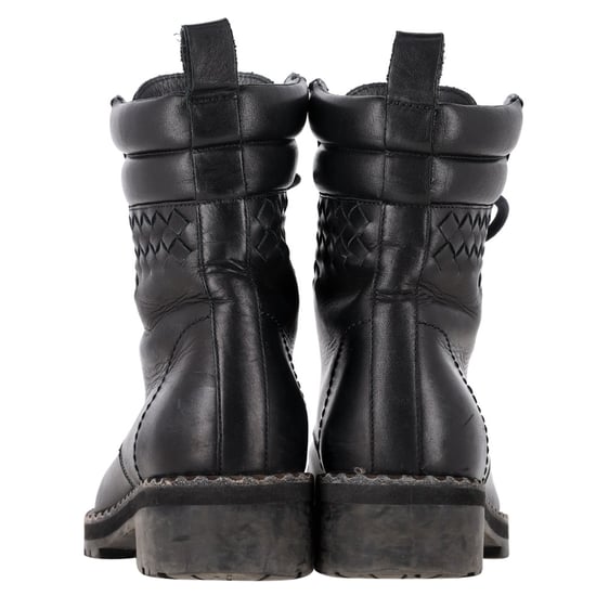 Bottega Veneta Eldfell Intrecciato-Kampfstiefel aus schwarzem Leder - Image 5
