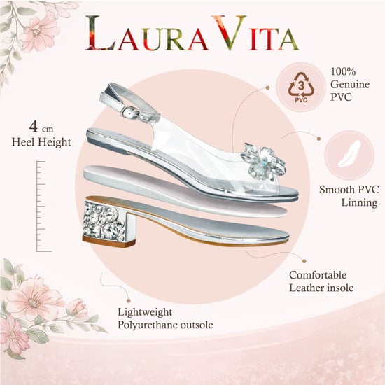 Laura Vita Damen-Sandalen Mily-22, durchsichtig silberfarben, zum Hineinschlüpfen, Cinderella-Absatz - Image 2