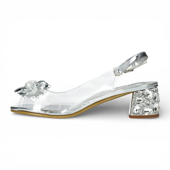 Laura Vita Damen-Sandalen Mily-22, durchsichtig silberfarben, zum Hineinschlüpfen, Cinderella-Absatz - Image 5