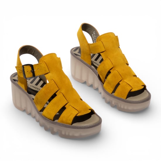 Fly London Damen-Keilsandalen BAIC621FLY aus gelbem Wildleder - Image 3