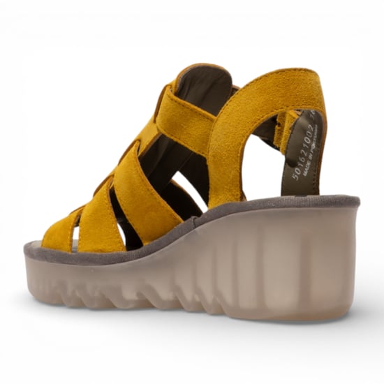 Fly London Damen-Keilsandalen BAIC621FLY aus gelbem Wildleder - Image 4