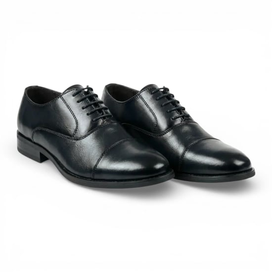 Schwarze Herren-Brogue-Schnürschuhe mit Kappe und klassischer Kappe - Image 2
