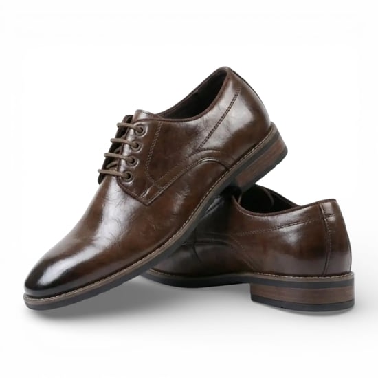 Braune, klassische, schlichte Derby-Brogue-Schnürschuhe für Herren - Image 2