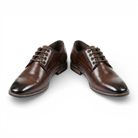 Braune, klassische, schlichte Derby-Brogue-Schnürschuhe für Herren - Image 4