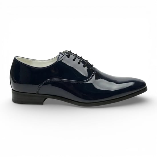 Elegante Herren-Brogues aus marineblauem Lackleder (Oxford-Stil) - Image 1