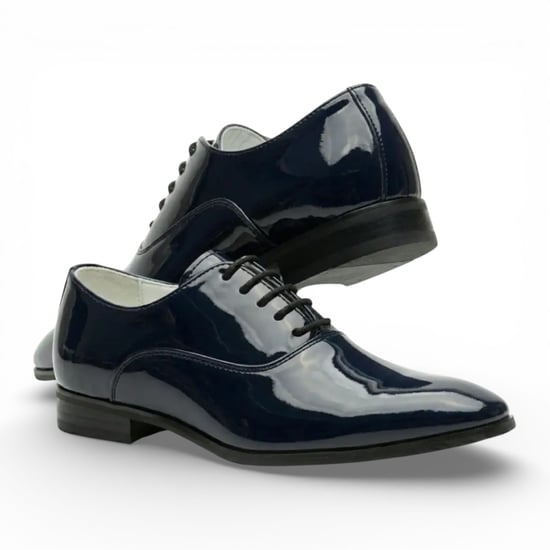 Elegante Herren-Brogues aus marineblauem Lackleder (Oxford-Stil) - Image 2
