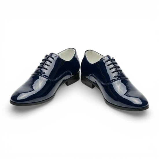 Elegante Herren-Brogues aus marineblauem Lackleder (Oxford-Stil) - Image 4