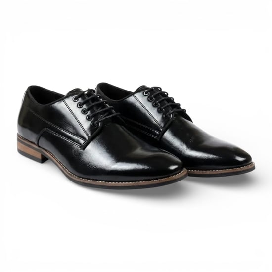 Schwarze, klassische Derby-Brogue-Schnürschuhe für Herren mit schlichter Zehenpartie - Image 2