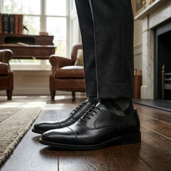 Schwarze Herren-Oxford-Brogues aus Lackleder mit Kappe und Kappe - Image 2