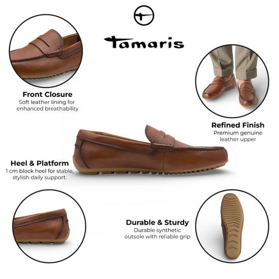Tamaris Herren-Mokassins aus braunem Leder, Freizeitschuhe - Image 2