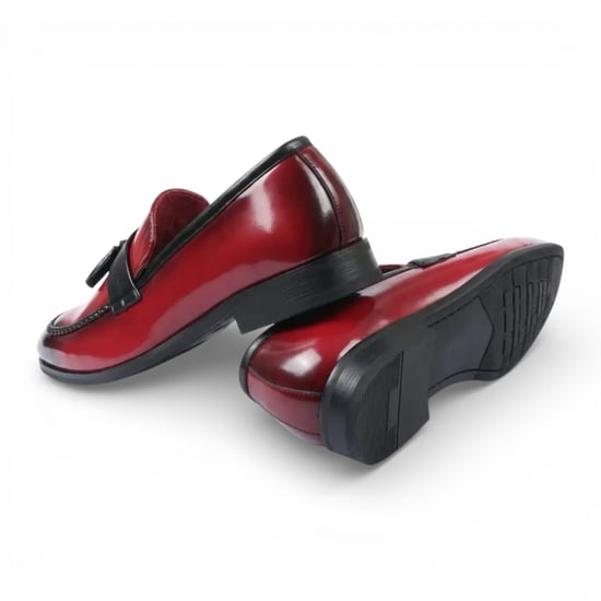 Herren-Loafer aus rotem, hochglänzendem Lackleder mit Quasten - Image 3