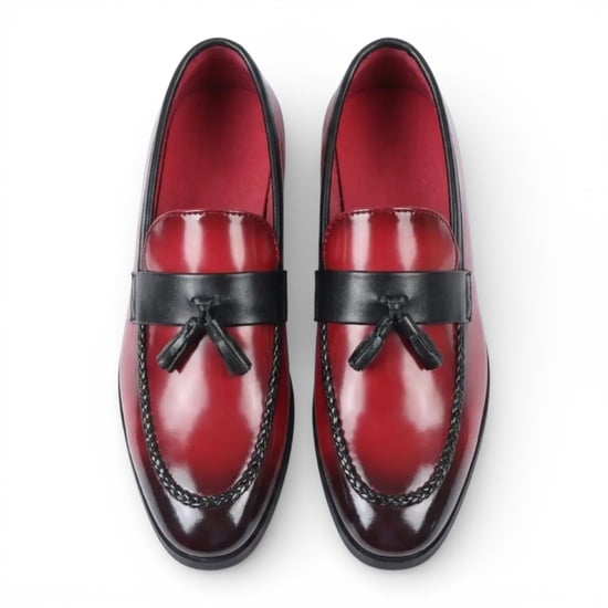 Herren-Loafer aus rotem, hochglänzendem Lackleder mit Quasten - Image 4