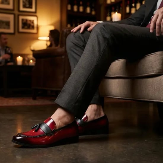 Herren-Loafer aus rotem, hochglänzendem Lackleder mit Quasten - Image 5